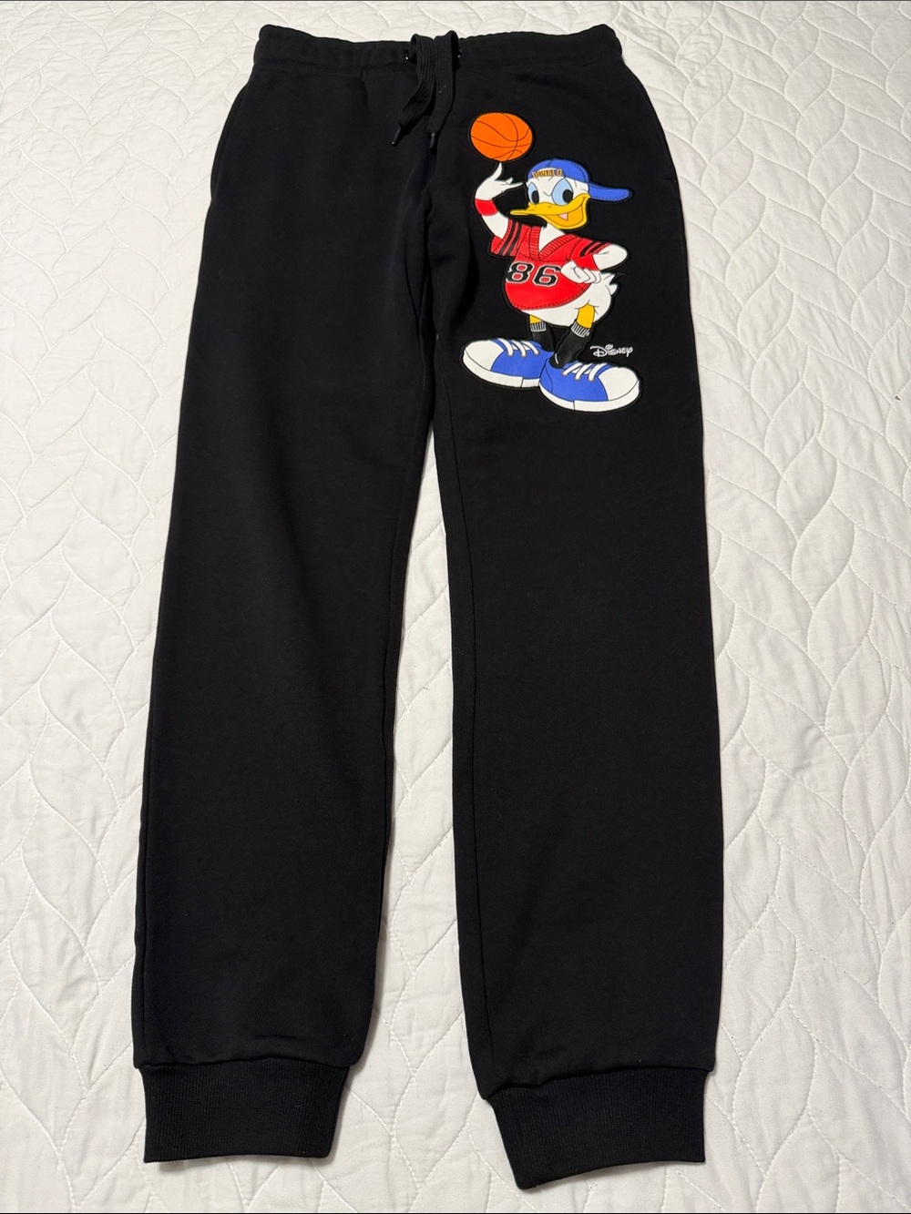 Moschino Black Joggers with Colorful Cartoon Basketball Graphic